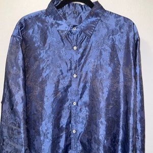 Daupanzees Men's Paisley Cotton Jacquard Shirt Casual Button Down Shirt XXL